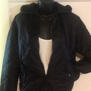 Mens Small Quilted Hooded Bomber Jacket G1